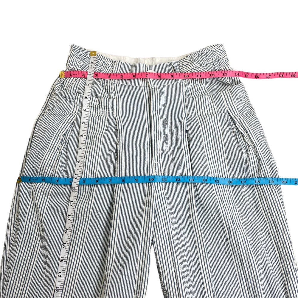 Free People Make A Stand Trousers Blue & White Combo Seersucker Size Small - Picture 13 of 16